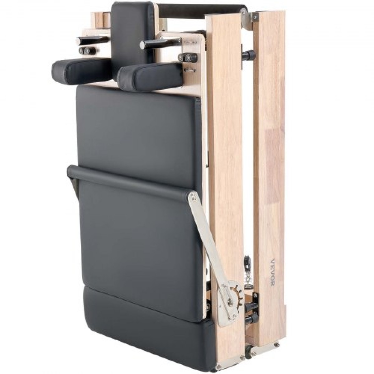 VEVOR Πτυσσόμενο Pilates Reformer, Ξύλινο μηχάνημα προπόνησης Pilates για χρήση στο γυμναστήριο στο σπίτι, κρεβάτι Pilates με διπλή αντίσταση-ελατήριο & κορδόνι, σετ Reformer με καθιστικό, έως 400 LBS