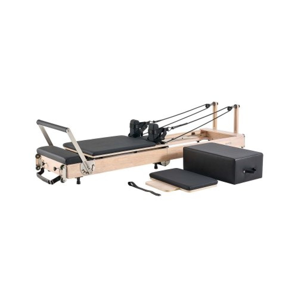 VEVOR Πτυσσόμενο Pilates Reformer, Ξύλινο μηχάνημα προπόνησης Pilates για χρήση στο γυμναστήριο στο σπίτι, κρεβάτι Pilates με διπλή αντίσταση-ελατήριο & κορδόνι, σετ Reformer με καθιστικό, έως 400 LBS