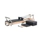 VEVOR Πτυσσόμενο Pilates Reformer, Ξύλινο μηχάνημα προπόνησης Pilates για χρήση στο γυμναστήριο στο σπίτι, κρεβάτι Pilates με διπλή αντίσταση-ελατήριο & κορδόνι, σετ Reformer με καθιστικό, έως 400 LBS