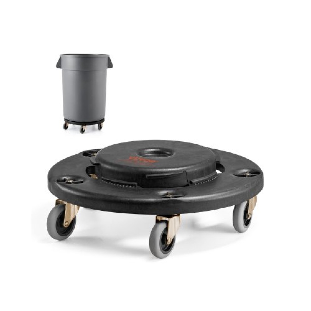Κάδος απορριμμάτων VEVOR Dolly, Fit 20, 32, 44, 55 γαλονιών δοχεία, στρογγυλή βάση κυλινδρικού κάδου απορριμμάτων με 4 ρόδες που κλειδώνουν, χωρητικότητα βάρους 500 λίβρες, βαρέλι βαρέλι βαρέλι, πολυλειτουργικό τροχήλατο καρότσι