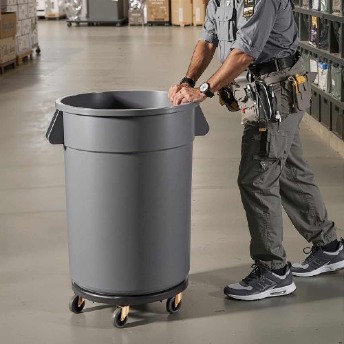Κάδος απορριμμάτων VEVOR Dolly, Fit 20, 32, 44, 55 γαλονιών δοχεία, στρογγυλή βάση κυλινδρικού κάδου απορριμμάτων με 4 ρόδες που κλειδώνουν, χωρητικότητα βάρους 500 λίβρες, βαρέλι βαρέλι βαρέλι, πολυλειτουργικό τροχήλατο καρότσι