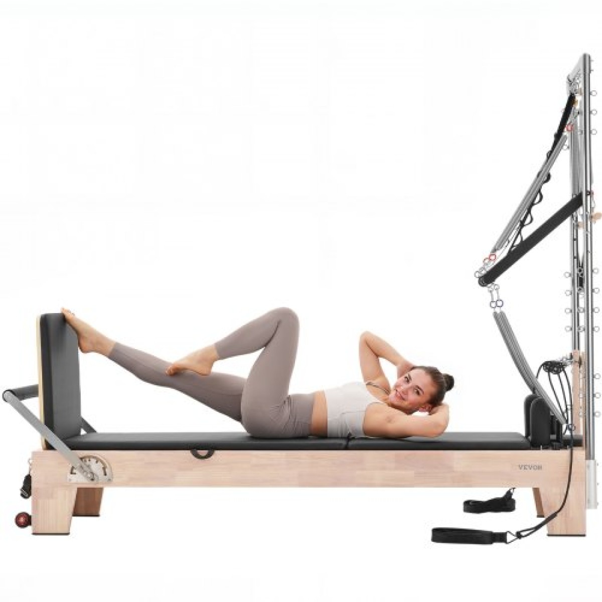 VEVOR Pilates Reformer, Ξύλινο μηχάνημα Pilates για Γυμναστήριο στο σπίτι, Εξοπλισμός προπόνησης δύναμης με διπλή αντίσταση, Reformer Box, Jump Board, για προχωρημένους χρήστες και αρχάριους, έως 400 LBS