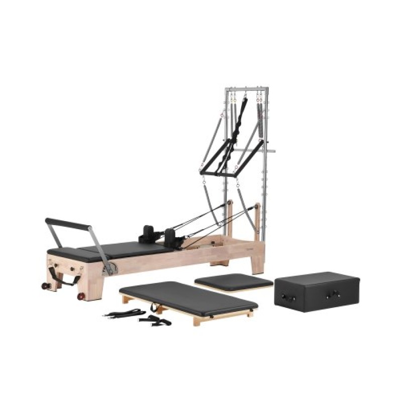 VEVOR Pilates Reformer, Ξύλινο μηχάνημα Pilates για Γυμναστήριο στο σπίτι, Εξοπλισμός προπόνησης δύναμης με διπλή αντίσταση, Reformer Box, Jump Board, για προχωρημένους χρήστες και αρχάριους, έως 400 LBS