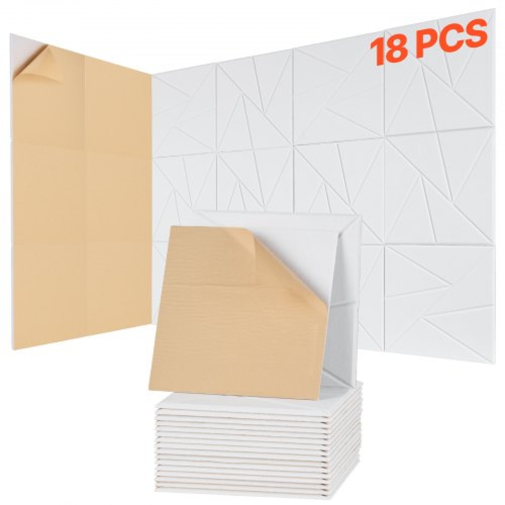 VEVOR 18 Pack Acoustic Wall Panels 11.8 x 11.8 x 0.4 inch Self-Adhesive White