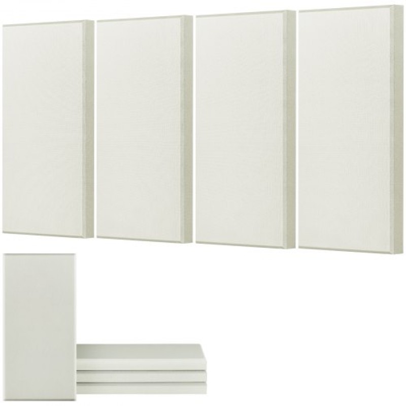 VEVOR 4 ΤΕΜ Ακουστικά πάνελ, 2 ιντσών πάχους 23,6 x 11,8 ιντσών, ηχοαπορροφητικά πάνελ από υαλοβάμβακα, αυτοκόλλητες ηχομονωτικές σανίδες τοίχου, για στούντιο, γραφείο, οικιακό κινηματογράφο, αίθουσα συσκέψεων, μπεζ