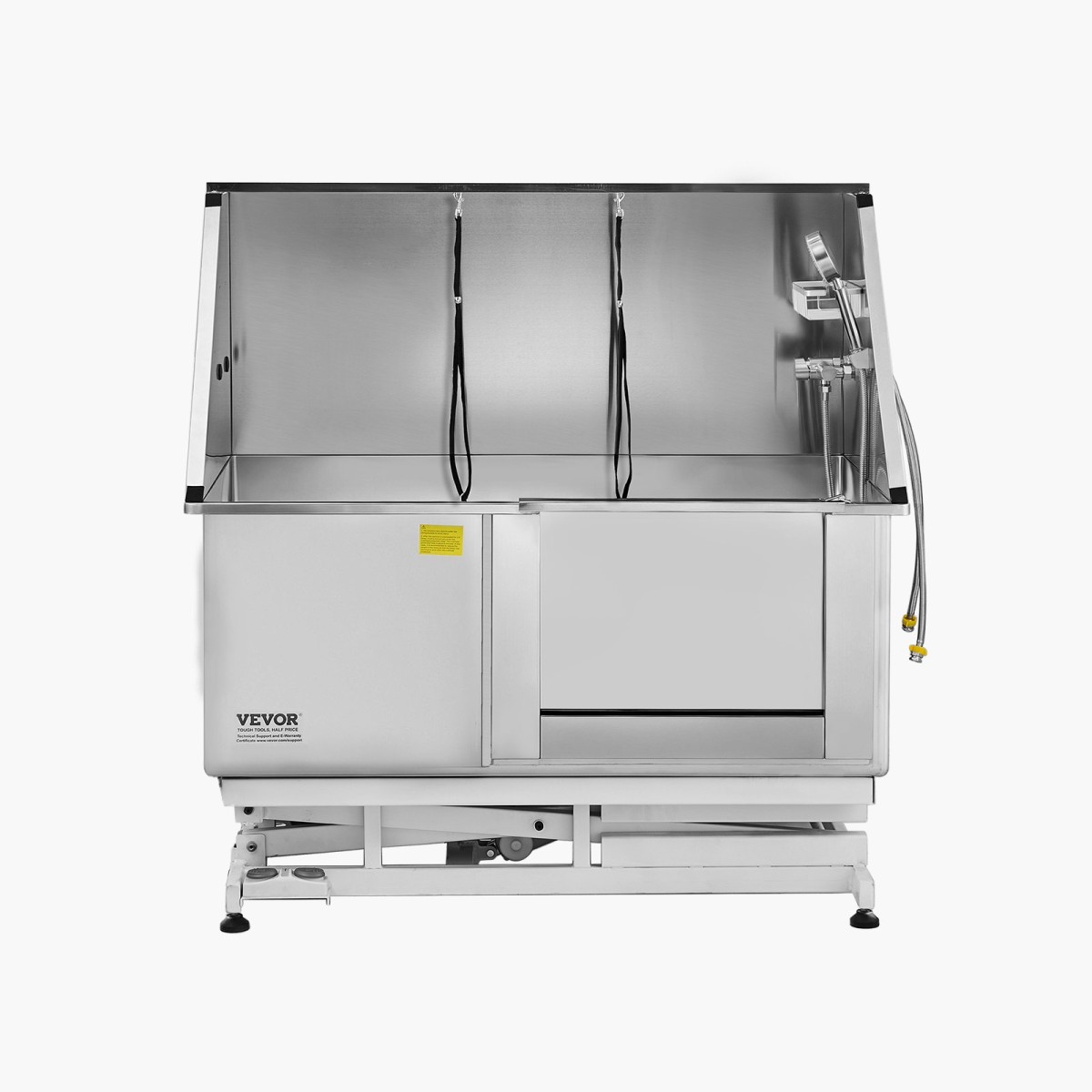 Σταθμός πλυσίματος σκύλων VEVOR Electric Lift, Επαγγελματική μπανιέρα περιποίησης κατοικίδιων από ανοξείδωτο ατσάλι 127 cm με σανίδα φίλτρου νερού PE, βρύση και νιπτήρας ντουζιέρας σκύλου για πολλά κατοικίδια (δεξιά πόρτα)