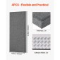 VEVOR 4 ΤΕΜ Ακουστικά πάνελ, 2 ιντσών πάχους 23,6 x 11,8 ιντσών Ηχοαπορροφητικά πάνελ από υαλοβάμβακα, αυτοκόλλητες ηχομονωτικές σανίδες τοίχου, για στούντιο, γραφείο, οικιακό κινηματογράφο, αίθουσα συσκέψεων, γκρι