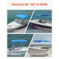 VEVOR 3 Bow Boat Bimini Tops, 600D Polyester Canopy με σκελετό από κράμα αλουμινίου, Αδιάβροχο & Sun Shade σκίαστρο σκάφος με τσάντα αποθήκευσης, 2 κοντάρια στήριξης, 4 λουράκια, 72"Lx(85"-90")Wx46"H, Pacific Blue