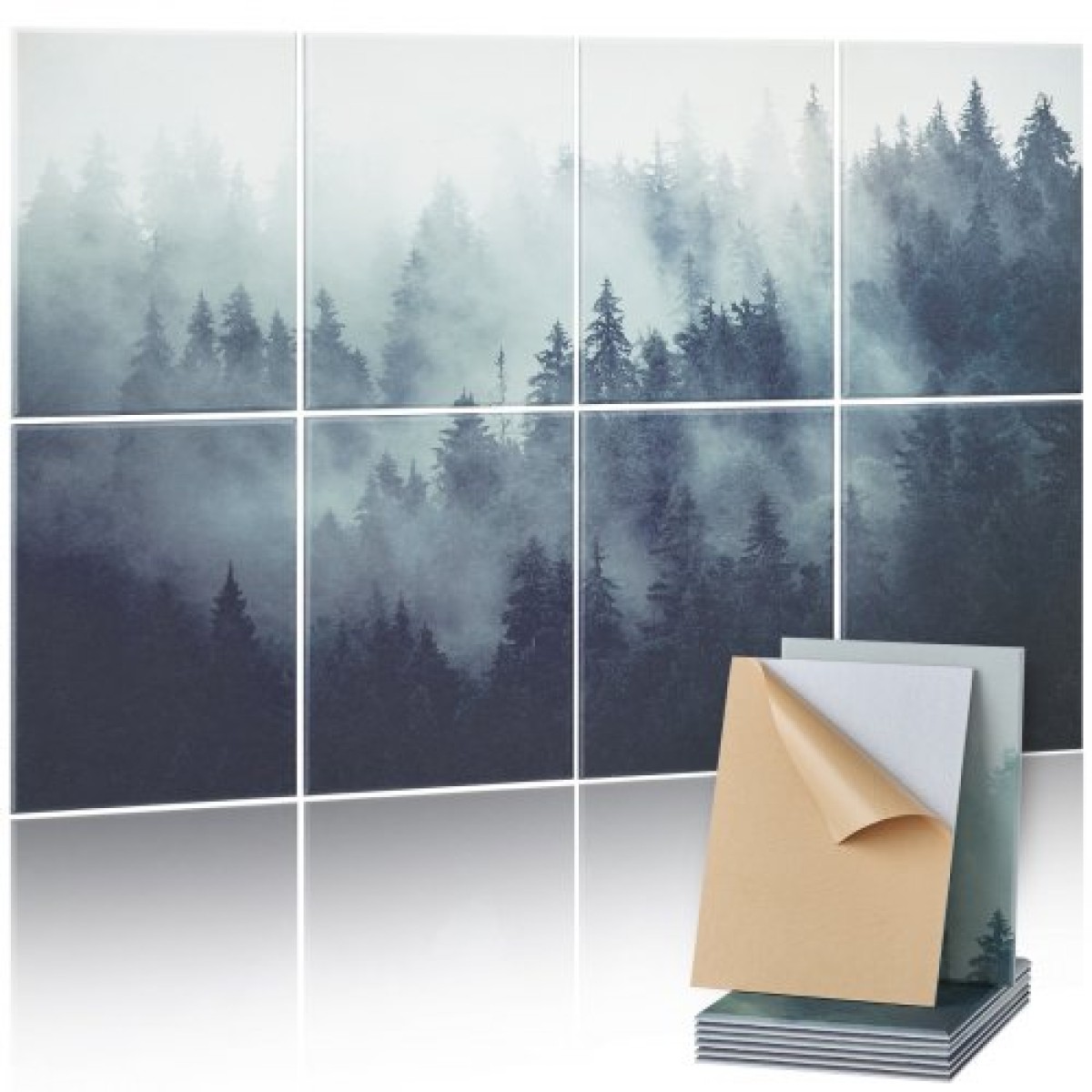 VEVOR 8 Pack Art Acoustic Panel, 63 x 23,62 x 0,4 ιντσών ηχομονωτικά πλακάκια τοίχου, Αυτοκόλλητες διακοσμητικές απορρόφησης ήχου σανίδες για σπίτι, γραφείο, στούντιο, αίθουσα παιχνιδιών, θέατρο, δάσος