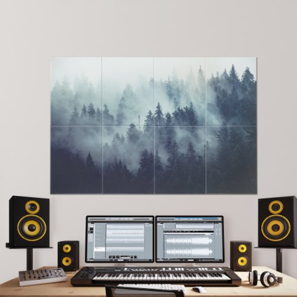 VEVOR 8 Pack Art Acoustic Panel, 63 x 23,62 x 0,4 ιντσών ηχομονωτικά πλακάκια τοίχου, Αυτοκόλλητες διακοσμητικές απορρόφησης ήχου σανίδες για σπίτι, γραφείο, στούντιο, αίθουσα παιχνιδιών, θέατρο, δάσος