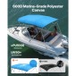 VEVOR 4 μπινίνι για σκάφος με φιόγκο, 600D πολυεστερικός θόλος με σκελετό από κράμα αλουμινίου, αδιάβροχο και αντηλιακό κουβούκλιο τέντας σκάφους με τσάντα αποθήκευσης, 2 πόλοι στήριξης, 4 ιμάντες, 96"Lx(85"-90")Wx54"H, μπλε Pacific