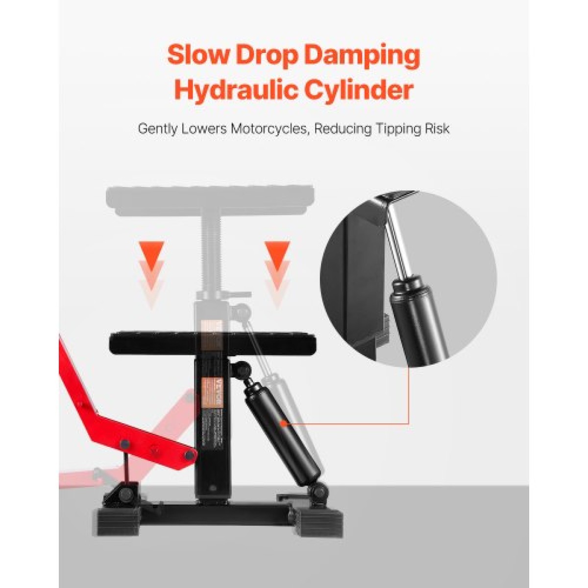 VEVOR Dirt Bike Lift Stand, Μοτοσικλέτα Jack Lift Stand χωρητικότητας 1200 lbs και λειτουργία υδραυλικής ανύψωσης, τραπέζι ανυψωτικού ρυθμιζόμενου ύψους 9,8"-18,3" για επισκευή Dirtbike, συντήρηση, αξεσουάρ Dirt Bike