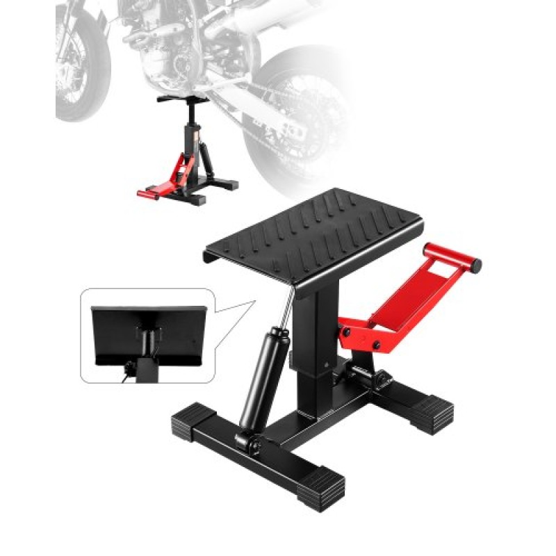 VEVOR Dirt Bike Lift Stand, Μοτοσικλέτα Jack Lift Stand χωρητικότητας 1200 lbs και λειτουργία υδραυλικής ανύψωσης, τραπέζι ανυψωτικού ρυθμιζόμενου ύψους 9,8"-18,3" για επισκευή Dirtbike, συντήρηση, αξεσουάρ Dirt Bike