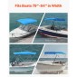 VEVOR 4 Bow Boat Bimini Tops, 600D Polyester Canopy με σκελετό από κράμα αλουμινίου, αδιάβροχο & Sun Shade σκίαστρο σκάφος με τσάντα αποθήκευσης, 2 κοντάρια στήριξης, 4 λουράκια, 96"Lx(79"-84")Wx54"H, Pacific Blue