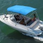 VEVOR 4 Bow Boat Bimini Tops, 600D Polyester Canopy με σκελετό από κράμα αλουμινίου, αδιάβροχο & Sun Shade σκίαστρο σκάφος με τσάντα αποθήκευσης, 2 κοντάρια στήριξης, 4 λουράκια, 96"Lx(79"-84")Wx54"H, Pacific Blue