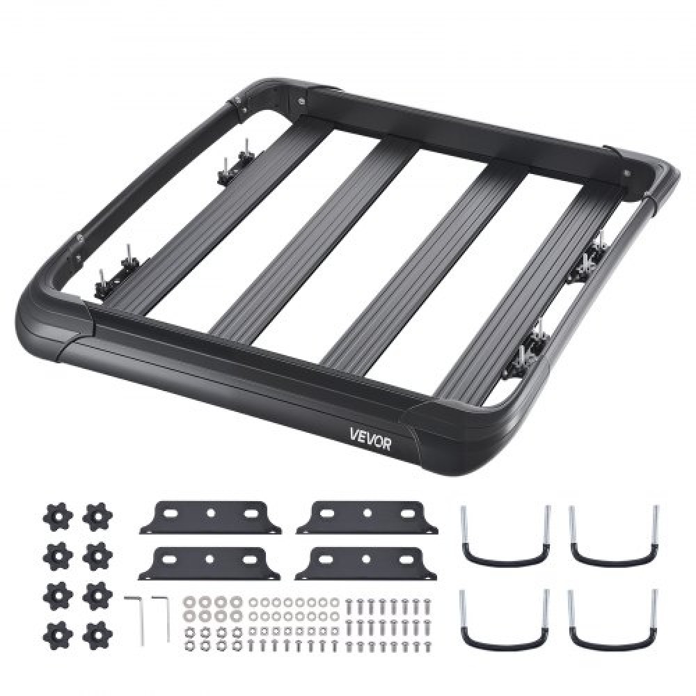 VEVOR Roof Rack Cargo Carrier, 48 x 40 x 5,6 ίντσες, Universal Rooftop Cargo Basket, Car Top Baggage Hogage with 150 lbs Max Load Capacity, 4,1 in Fence, Anti-Rust Alloy Steel, Wind Fairing, για SUV Car
