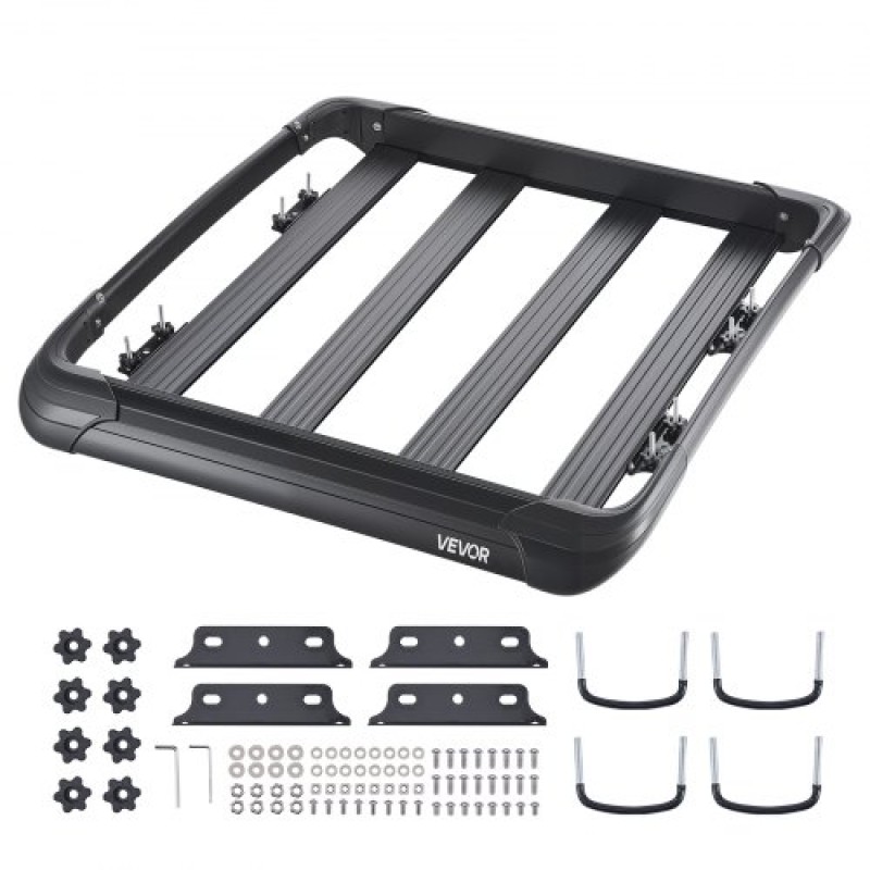 VEVOR Roof Rack Cargo Carrier, 48 x 40 x 5,6 ίντσες, Universal Rooftop Cargo Basket, Car Top Baggage Hogage with 150 lbs Max Load Capacity, 4,1 in Fence, Anti-Rust Alloy Steel, Wind Fairing, για SUV Car