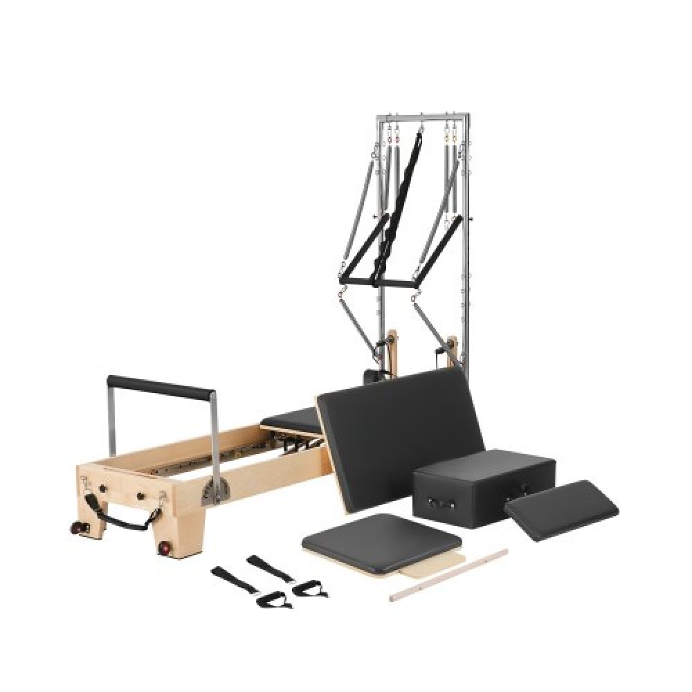 VEVOR Pilates Reformer, Ξύλινο μηχάνημα Pilates για Γυμναστήριο στο σπίτι, Εξοπλισμός προπόνησης δύναμης με διπλή αντίσταση, Reformer Box, Jump Board, για προχωρημένους χρήστες και αρχάριους, έως 400 LBS