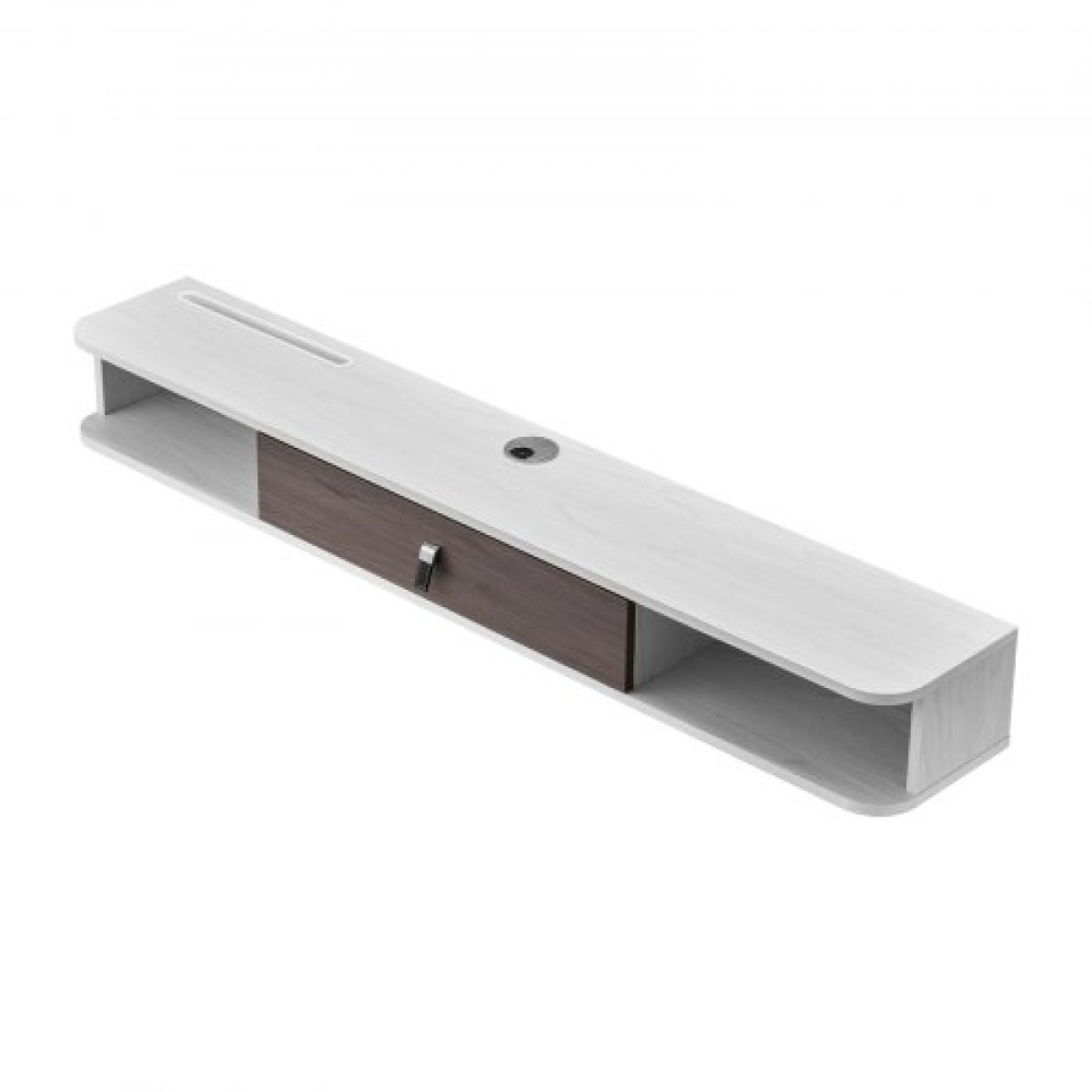Πλωτή βάση τηλεόρασης VEVOR, 55 in Wall Mount Entertainment Center με τρύπα καλωδίου, μοντέρνο πλωτό ράφι τηλεόρασης με ντουλάπι αποθήκευσης, μοριοσανίδα κονσόλα για συσκευή αναπαραγωγής DVD, καλωδιακό κουτί, κονσόλα παιχνιδιών, λευκό