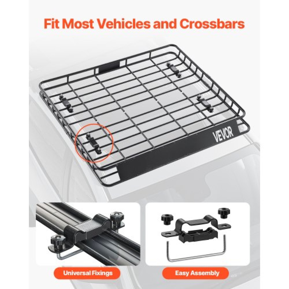 Σχάρα οροφής VEVOR Cargo Carrier, 43 x 50 x 4,1 ίντσες, Universal Rooftop Cargo Basket, Car Top Baggage Holiday with 150 lbs Max Load Capacity, 4,1 in Fence, Anti-Rust Alloy Steel, Wind Fairing, για SUV Car