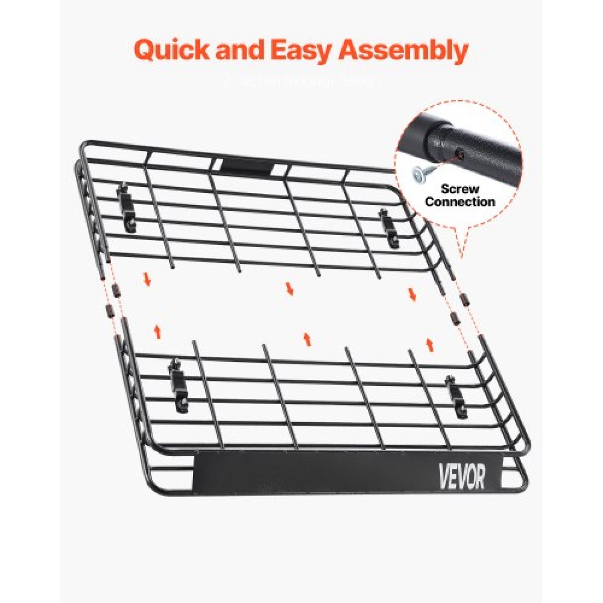 Σχάρα οροφής VEVOR Cargo Carrier, 43 x 50 x 4,1 ίντσες, Universal Rooftop Cargo Basket, Car Top Baggage Holiday with 150 lbs Max Load Capacity, 4,1 in Fence, Anti-Rust Alloy Steel, Wind Fairing, για SUV Car
