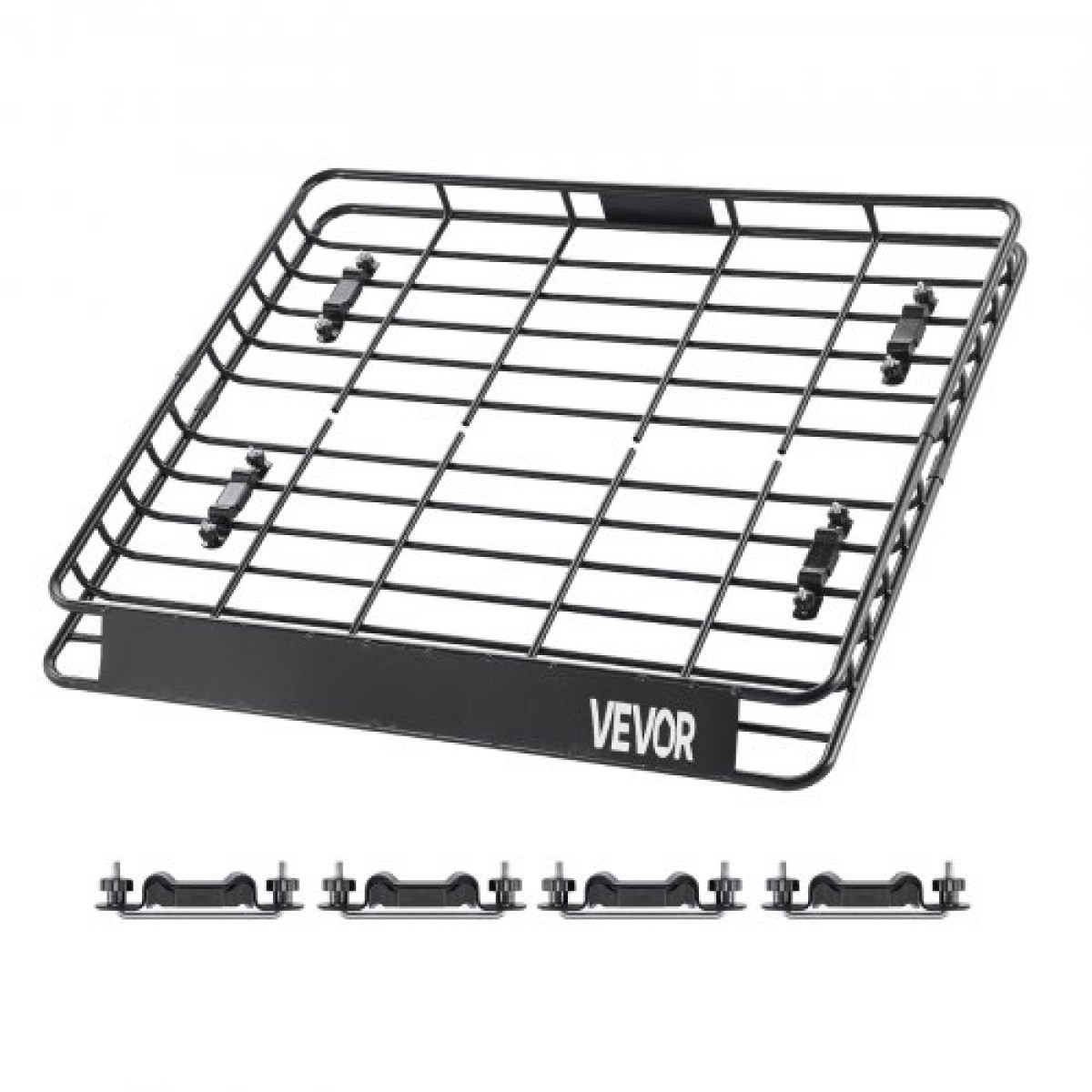 Σχάρα οροφής VEVOR Cargo Carrier, 43 x 50 x 4,1 ίντσες, Universal Rooftop Cargo Basket, Car Top Baggage Holiday with 150 lbs Max Load Capacity, 4,1 in Fence, Anti-Rust Alloy Steel, Wind Fairing, για SUV Car