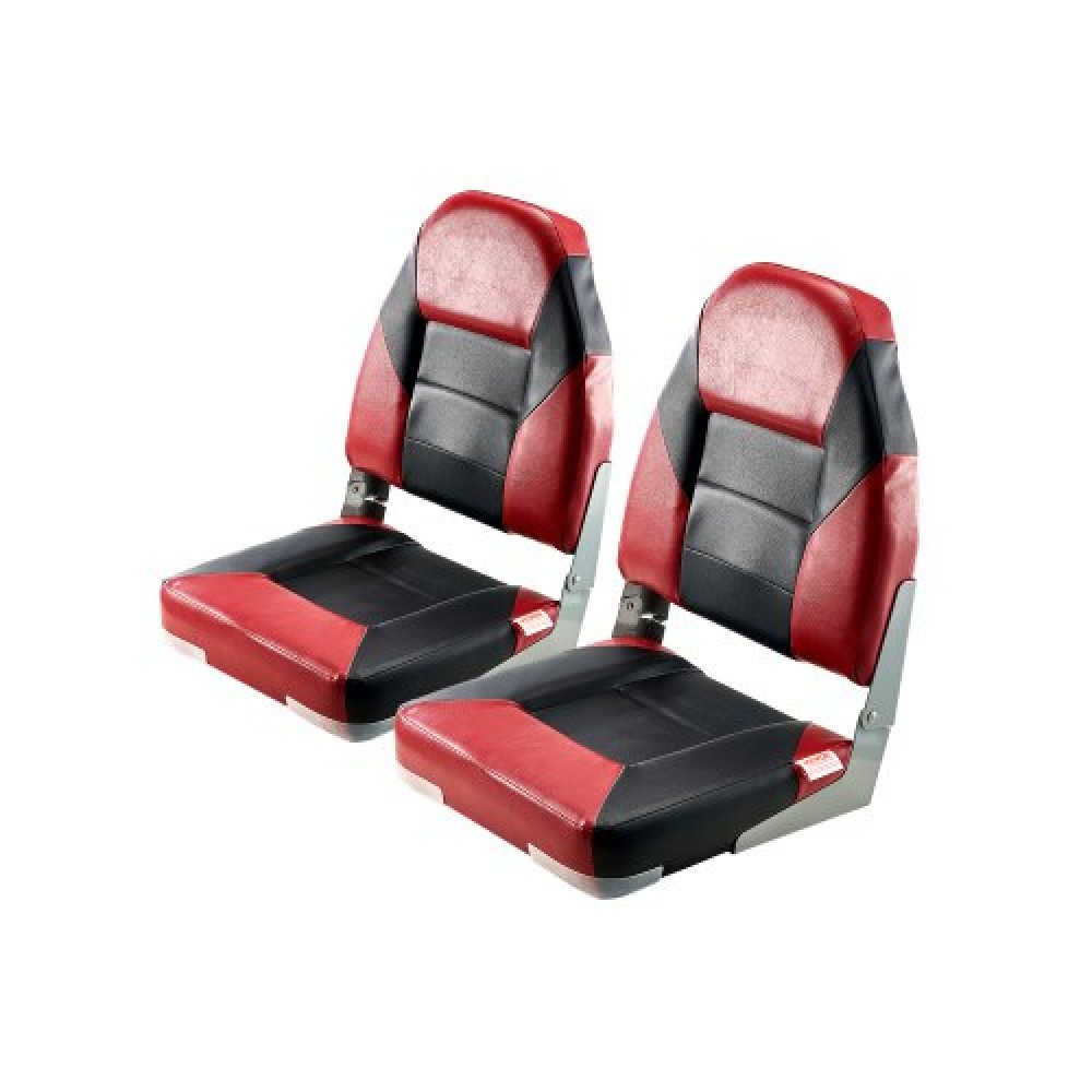 VEVOR Boat Seat High Backrest Folding Boat Seat Sponge Cushion Black & Red