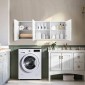 Ντουλάπι τοίχου VEVOR Laundry Room, Κρεμαστό ντουλάπι τοίχου 2 επιπέδων με 3 πόρτες, οργάνωση ντουλαπιών με ρυθμιζόμενο ράφι, για κουζίνα, γκαράζ, πλυντήριο, 12,44 x 54 x 20,31 ίντσες (Β x Π x Υ), Λευκό