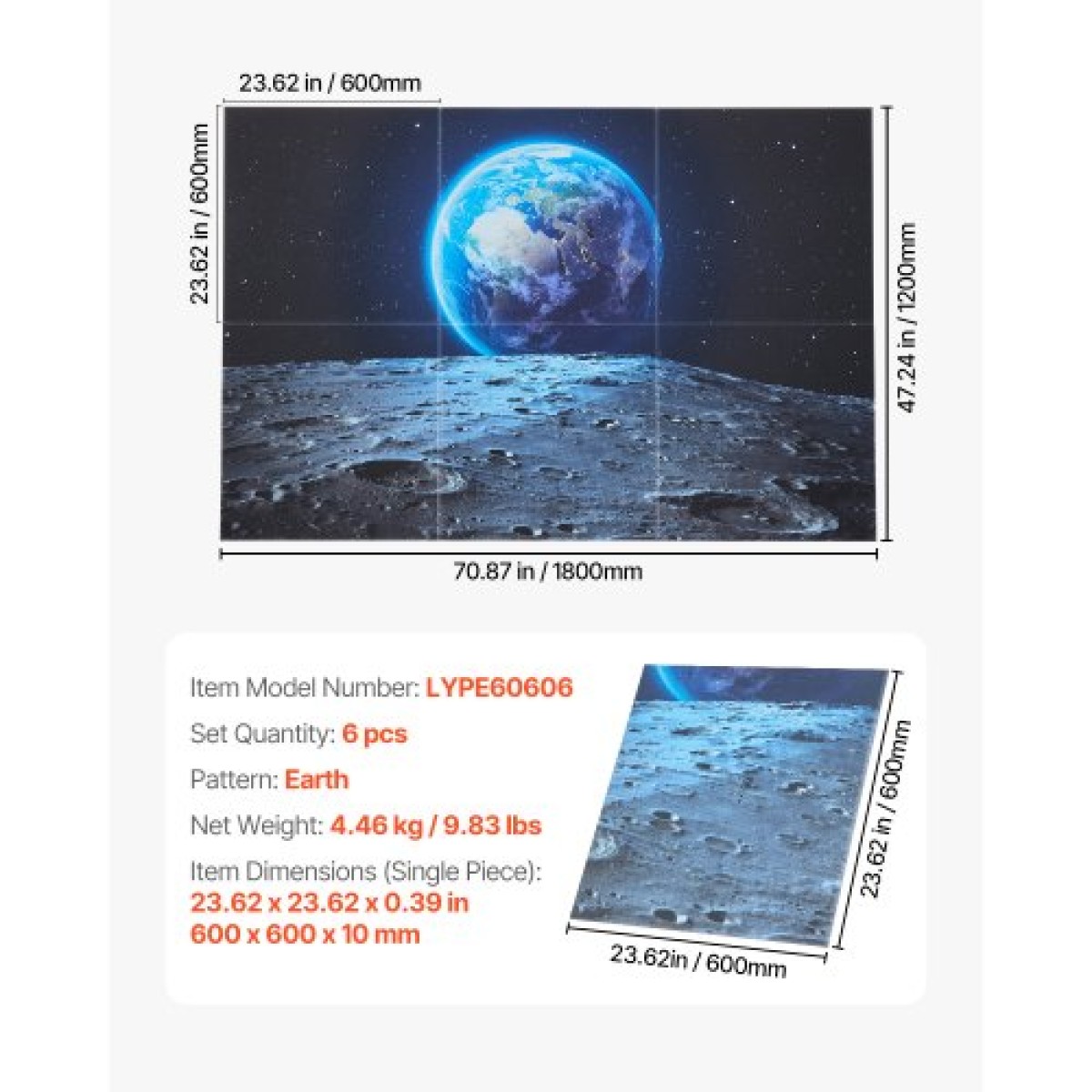 VEVOR 6 Pack Art ακουστικά πάνελ, 70,87 x 47,24 x 0,4 ιντσών ηχομονωτικά πλακάκια τοίχου, Αυτοκόλλητες διακοσμητικές σανίδες απορρόφησης ήχου για σπίτι, γραφείο, στούντιο, αίθουσα παιχνιδιών, θέατρο, γη