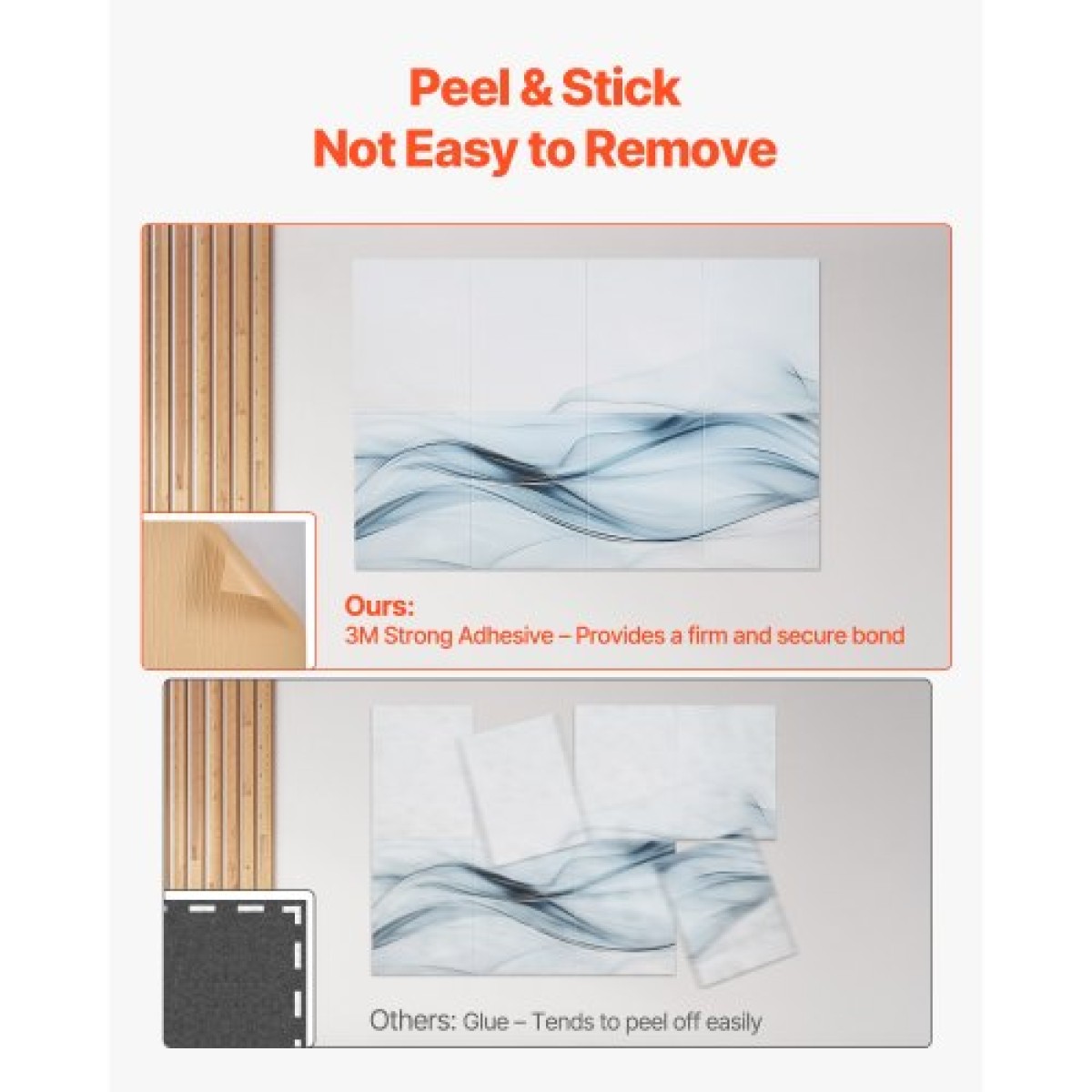 VEVOR 8 Pack Art Acoustic Panels, 47,24 x 23,62 x 0,4 ιντσών ηχομονωτικά πλακάκια τοίχου, Αυτοκόλλητες διακοσμητικές ηχοαπορροφητικές σανίδες για σπίτι, γραφείο, στούντιο, αίθουσα παιχνιδιών, θέατρο, απλότητα