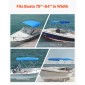 VEVOR 3 Bow Boat Bimini Tops, 600D Polyester Canopy με σκελετό από κράμα αλουμινίου, Αδιάβροχο & Sun Shade σκίαστρο σκάφος με τσάντα αποθήκευσης, 2 κοντάρια στήριξης, 4 ιμάντες, 72"Lx(79"-84")Wx46"H, Pacific Blue