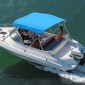 VEVOR 3 Bow Boat Bimini Tops, 600D Polyester Canopy με σκελετό από κράμα αλουμινίου, Αδιάβροχο & Sun Shade σκίαστρο σκάφος με τσάντα αποθήκευσης, 2 κοντάρια στήριξης, 4 ιμάντες, 72"Lx(79"-84")Wx46"H, Pacific Blue