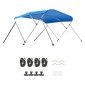 VEVOR 3 Bow Boat Bimini Tops, 600D Polyester Canopy με σκελετό από κράμα αλουμινίου, Αδιάβροχο & Sun Shade σκίαστρο σκάφος με τσάντα αποθήκευσης, 2 κοντάρια στήριξης, 4 ιμάντες, 72"Lx(79"-84")Wx46"H, Pacific Blue