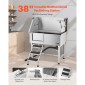 Σταθμός πλυσίματος σκύλων VEVOR 96,5 cm από ανοξείδωτο χάλυβα, Μπανιέρα περιποίησης κατοικίδιων με ζεστή και κρύα βρύση, κεφαλή ντους, νεροχύτης οικιακού πλυσίματος, ταιριάζει σε μικρές και μεσαίες γάτες και σκύλους, Αντιολισθητικές σκάλες (Αριστερή πόρτα