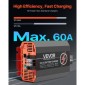 VEVOR 12V 60A DC to DC φορτιστής μπαταριών, 750W, φορτιστής μπαταρίας ενσωματωμένος για μπαταρίες μολύβδου-οξέος, λιθίου, AGM, GEL και πλημμυρισμένες μπαταρίες, Έξυπνη φόρτιση πολλαπλών σταδίων, για RV, επαγγελματικά οχήματα, σκάφη, σκάφη