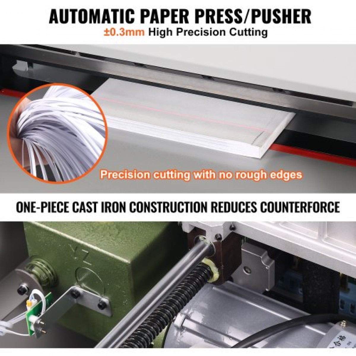 VEVOR Electric Hydraulic Paper Cutter, Heavy Duty Paper Cutter Machine, 1,57 in / 40 mm Πάχος κοπής, 18 in / 457,2 mm Πλάτος κοπής, Βιομηχανική μηχανή κοπής χαρτιού με χειριστήριο κουμπιού