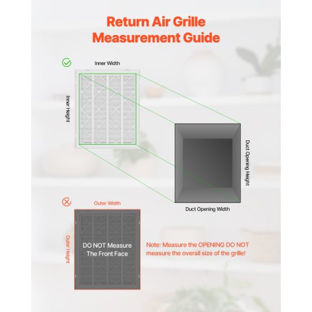 VEVOR Return Air Filter Grille Fits W20 x H25 Inch Duct Opening Size with Filter
