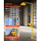 VEVOR Emergency Shower Eye Wash Station, 870x400x2330 mm 304 από ανοξείδωτο χάλυβα Συνδυασμός πλυσίματος ματιών και ντους, Εγκεκριμένος από τον OSHA Σταθμός πλύσης ματιών πρώτων βοηθειών, για σχολεία, εργαστήρια, εργοστάσια, κίτρινο