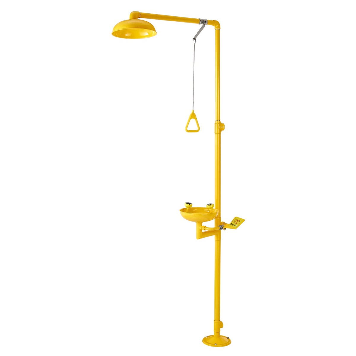 VEVOR Emergency Shower Eye Wash Station, 870x400x2330 mm 304 από ανοξείδωτο χάλυβα Συνδυασμός πλυσίματος ματιών και ντους, Εγκεκριμένος από τον OSHA Σταθμός πλύσης ματιών πρώτων βοηθειών, για σχολεία, εργαστήρια, εργοστάσια, κίτρινο
