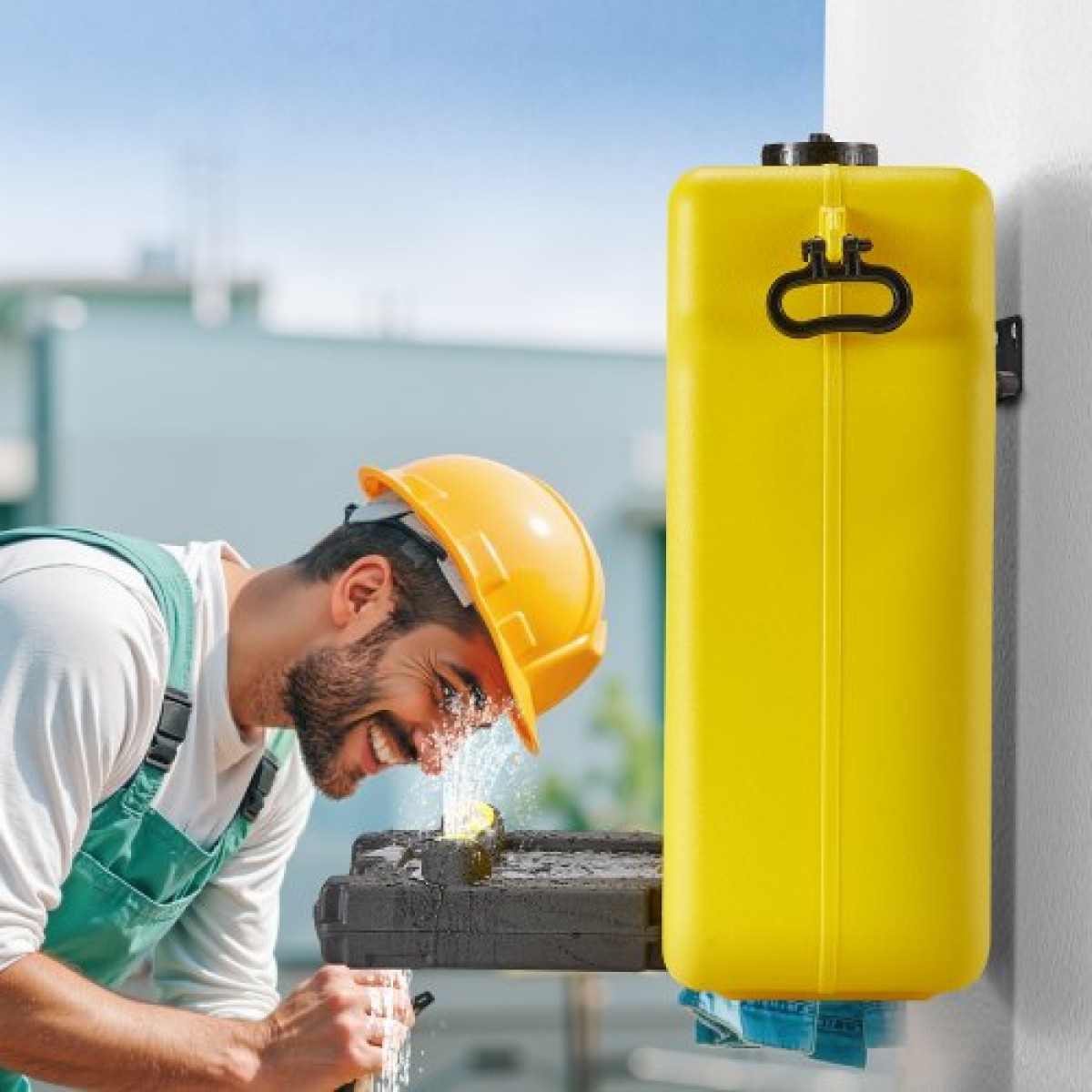 VEVOR φορητός σταθμός πλύσης ματιών 53L/14 Gal, Σταθμός πλύσης ματιών εγκεκριμένος από την OSHA Επιτοίχια/σε επίπεδη επιφάνεια, Μονάδα πλύσης ματιών έκτακτης ανάγκης με 2 σπρέι, Μονάδες πλύσης ματιών πρώτων βοηθειών για σχολεία, εργαστήρια, εργοστάσια, κί