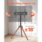 VEVOR Tripod Easel TV Stand, για τηλεοράσεις επίπεδης οθόνης 40-65 ιντσών έως 99 λίβρες, φορητή βάση τηλεόρασης με περιστροφή 18° αριστερά-δεξιά με πόδια από ξύλο δρυός, για υπνοδωμάτιο, σαλόνι, στούντιο, MAX VESA 600 x 400 mm