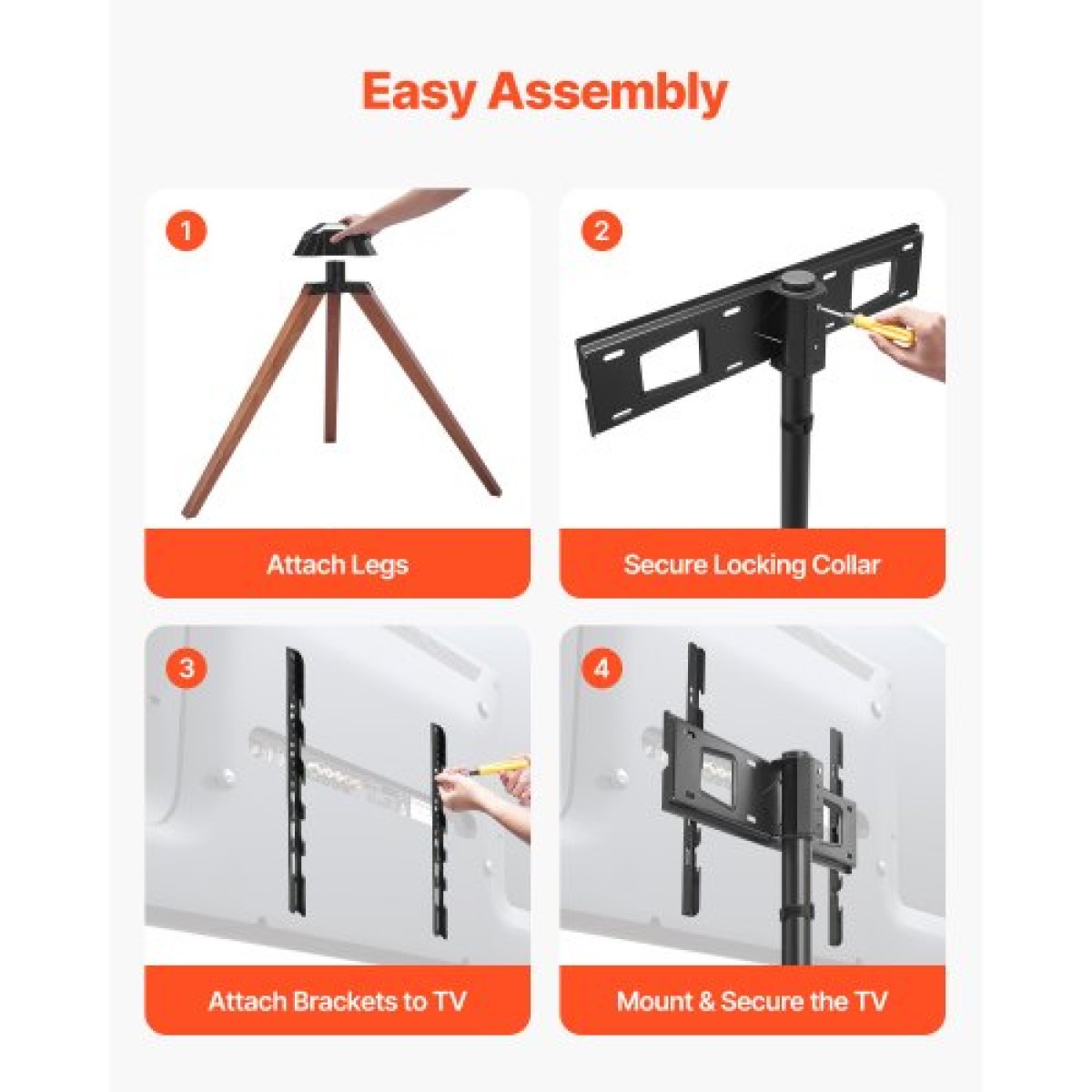 VEVOR Tripod Easel TV Stand, για τηλεοράσεις επίπεδης οθόνης 40-65 ιντσών έως 99 λίβρες, φορητή βάση τηλεόρασης με περιστροφή 18° αριστερά-δεξιά με πόδια από ξύλο δρυός, για υπνοδωμάτιο, σαλόνι, στούντιο, MAX VESA 600 x 400 mm