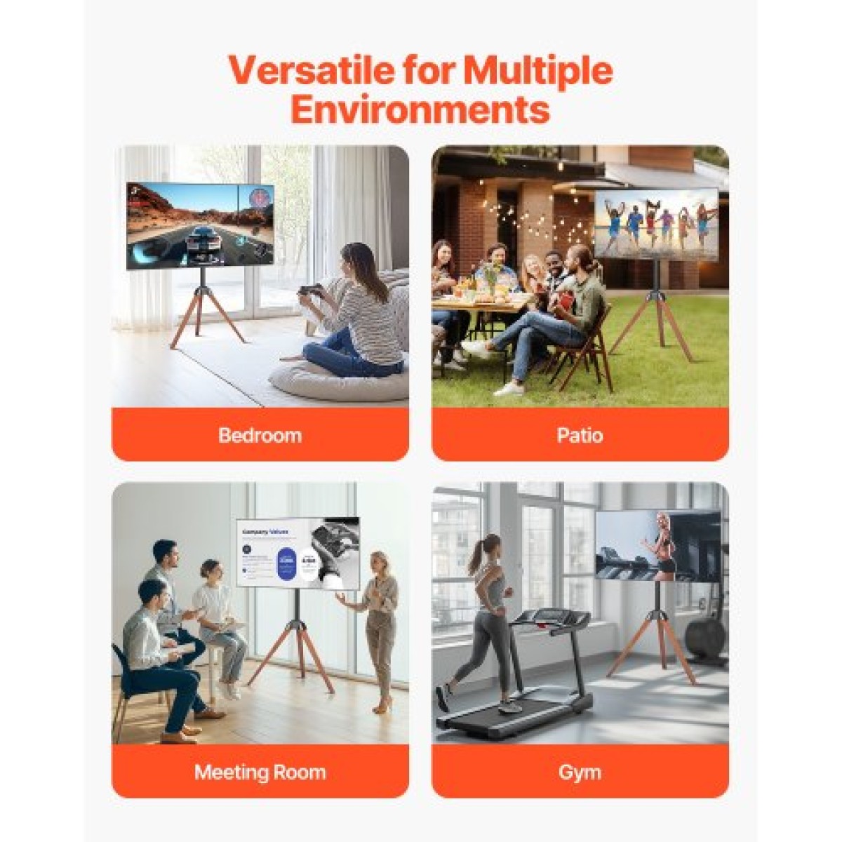 VEVOR Tripod Easel TV Stand, για τηλεοράσεις επίπεδης οθόνης 40-65 ιντσών έως 99 λίβρες, φορητή βάση τηλεόρασης με περιστροφή 18° αριστερά-δεξιά με πόδια από ξύλο δρυός, για υπνοδωμάτιο, σαλόνι, στούντιο, MAX VESA 600 x 400 mm