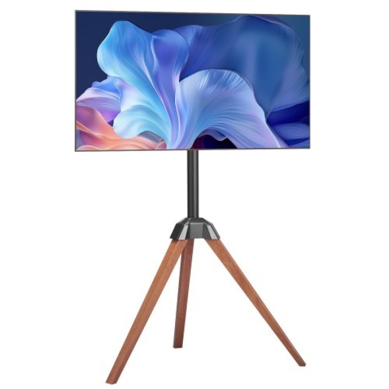 VEVOR Tripod Easel TV Stand, για τηλεοράσεις επίπεδης οθόνης 40-65 ιντσών έως 99 λίβρες, φορητή βάση τηλεόρασης με περιστροφή 18° αριστερά-δεξιά με πόδια από ξύλο δρυός, για υπνοδωμάτιο, σαλόνι, στούντιο, MAX VESA 600 x 400 mm