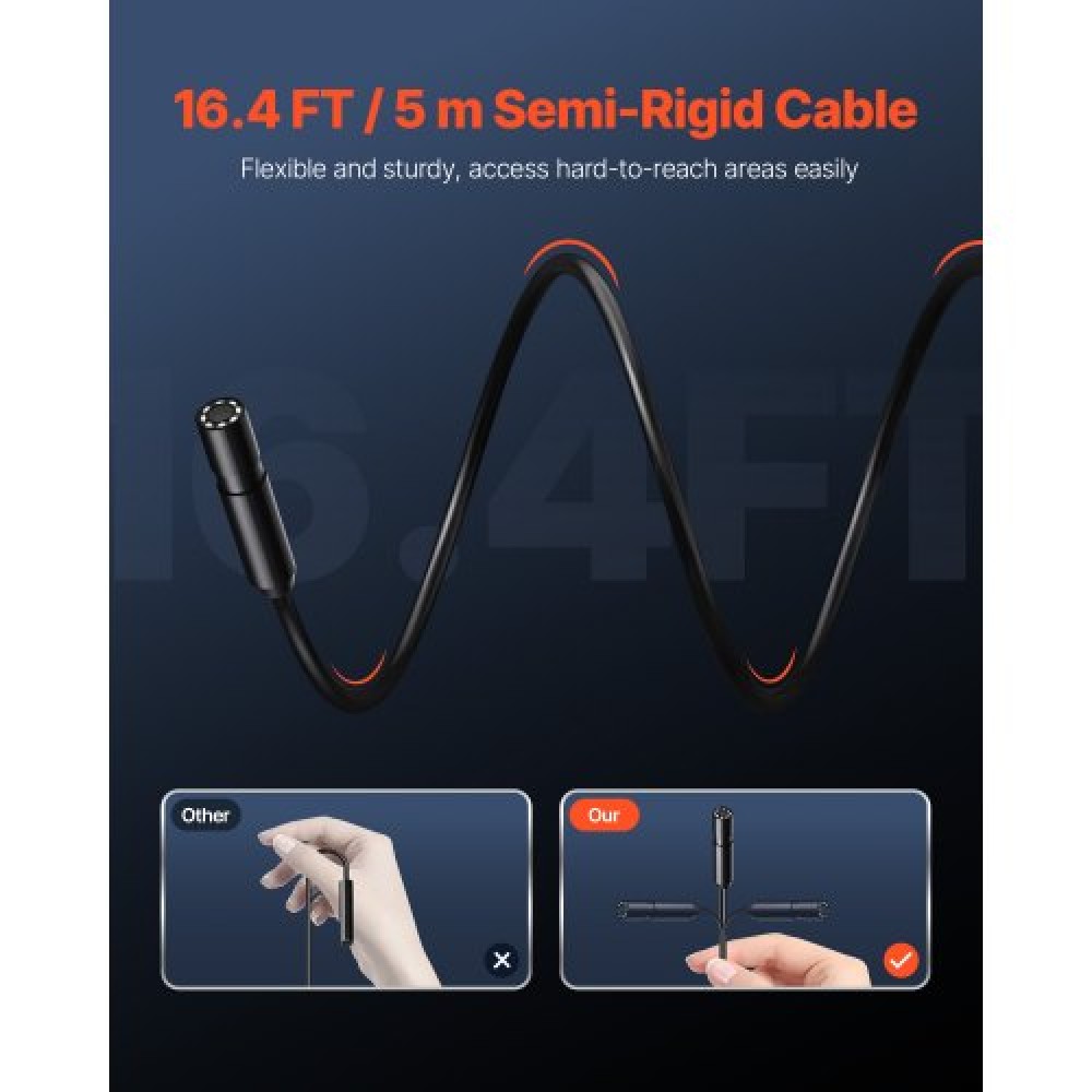 VEVOR Endoscope Camera 1920P HD Borescope for Android & IOS with 5m Cable