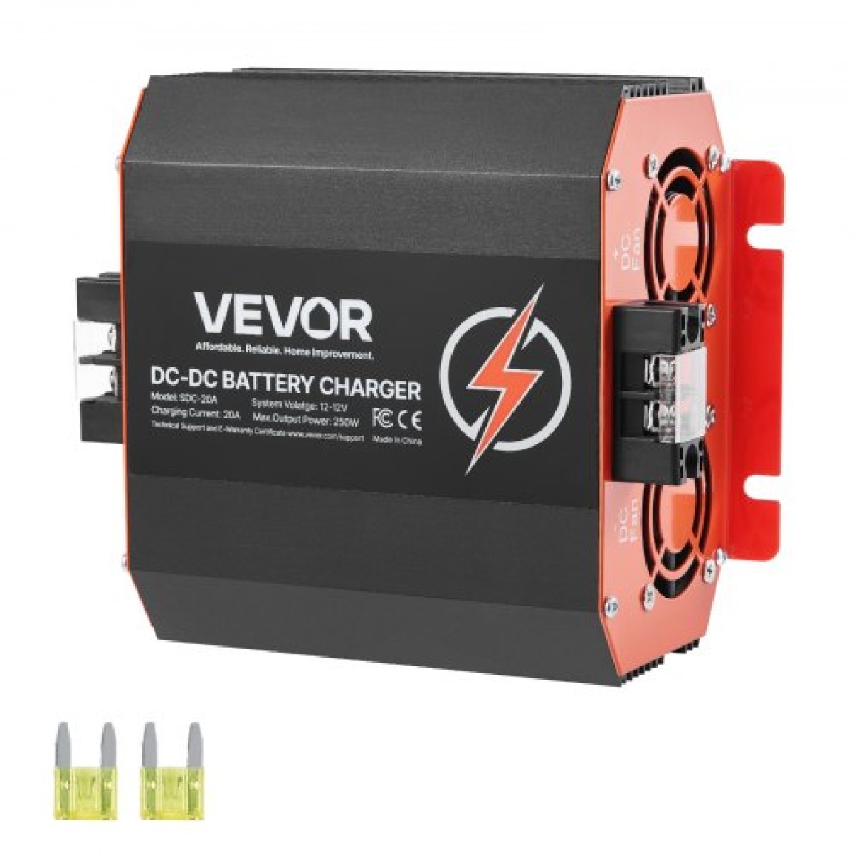 VEVOR 12V 20A DC to DC φορτιστής μπαταριών, 250W, φορτιστής μπαταρίας οχήματος για μπαταρίες μολύβδου-οξέος, λιθίου, AGM, GEL και πλημμυρισμένες μπαταρίες, Έξυπνη φόρτιση πολλαπλών σταδίων, για RV, επαγγελματικά οχήματα, σκάφη, γιοτ