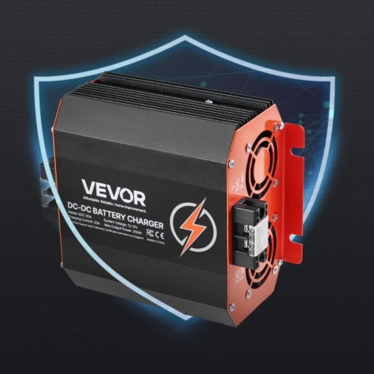 VEVOR 12V 20A DC to DC φορτιστής μπαταριών, 250W, φορτιστής μπαταρίας οχήματος για μπαταρίες μολύβδου-οξέος, λιθίου, AGM, GEL και πλημμυρισμένες μπαταρίες, Έξυπνη φόρτιση πολλαπλών σταδίων, για RV, επαγγελματικά οχήματα, σκάφη, γιοτ