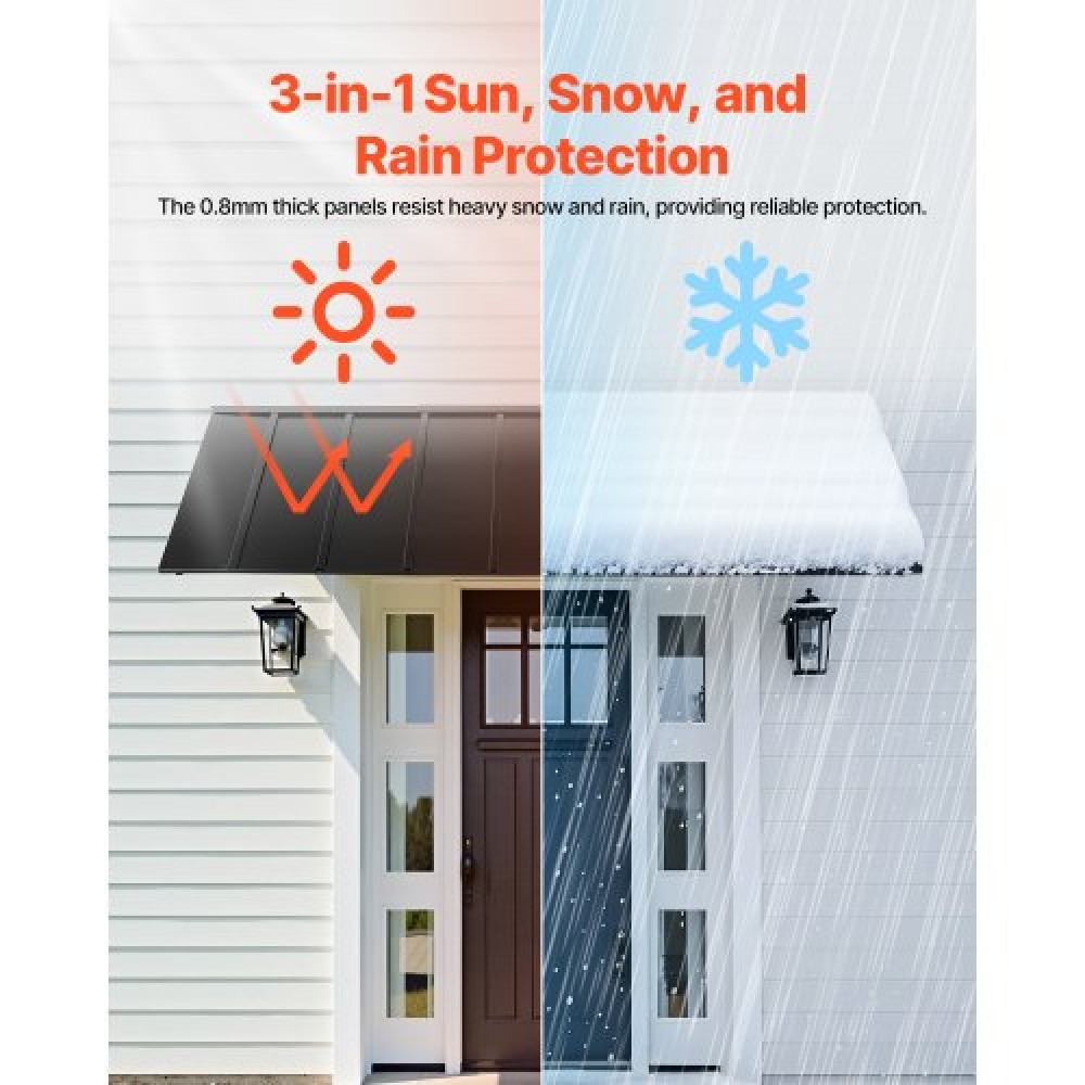 VEVOR Window Awning Door Canopy 104x36 in Outdoor Patio Steel Front Door Awnings