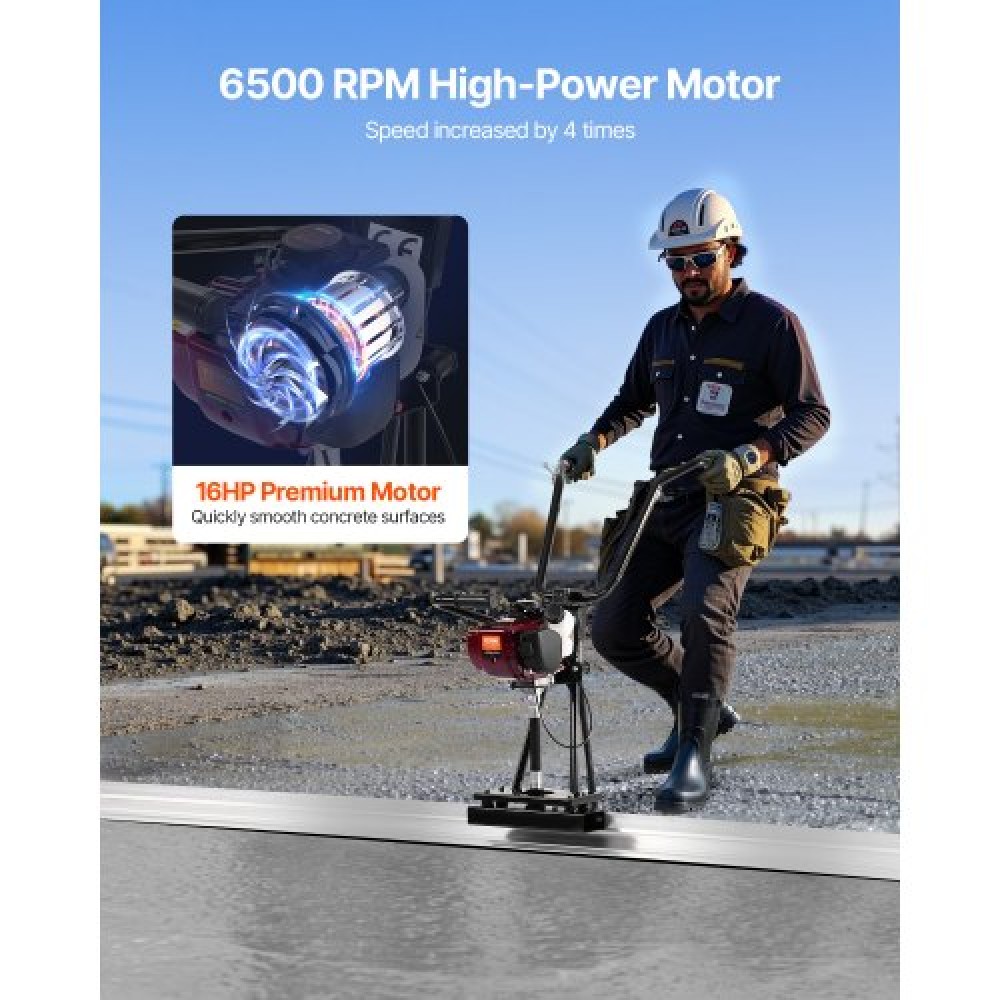VEVOR Concrete Power Screed, Σετ ράβδων ίσιας ακμής σανίδας αλουμινίου 12 ft, δονούμενος κινητήρας φινιρίσματος τσιμέντου τεσσάρων χρόνων με ρυθμιζόμενες λαβές, εργαλείο σκυροδέματος υψηλής απόδοσης 6500rpm