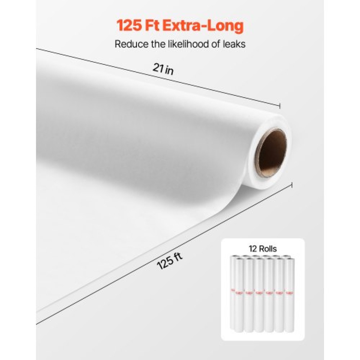 Χαρτί τραπεζιού ιατρικών εξετάσεων VEVOR, 21" x 125 ft Ρολά κάλυμμα κρεπ Barrier (12 τμχ), Κάλυμμα σεντόνι κρεβατιού μιας χρήσης, Ιδανικό για σπα, παιδικούς σταθμούς, γιατρούς, χειροπράκτες, τραπέζια εξέτασης και μασάζ, λευκό